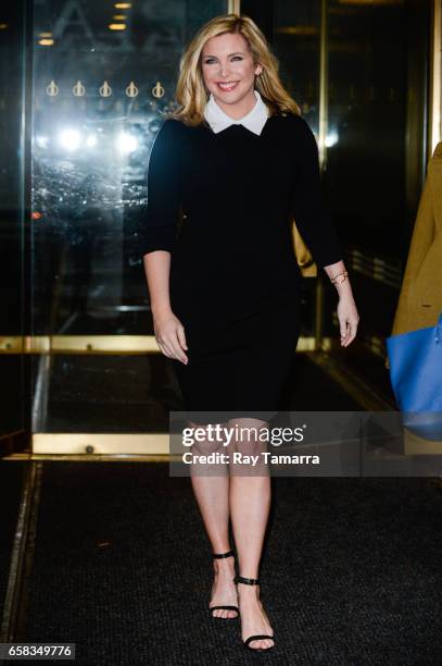 Actress June Diane Raphael leaves the "Today Show" taping at the NBC Rockefeller Center Studios on March 27, 2017 in New York City.