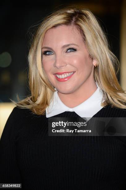 Actress June Diane Raphael leaves the "Today Show" taping at the NBC Rockefeller Center Studios on March 27, 2017 in New York City.