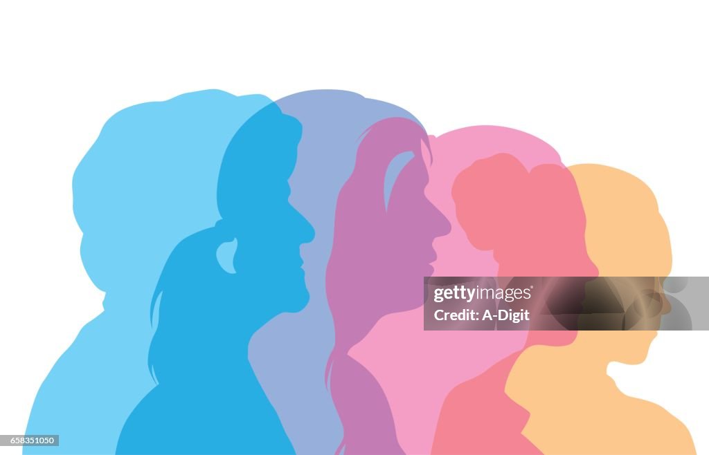 Woman's Aging Process Profile Heads