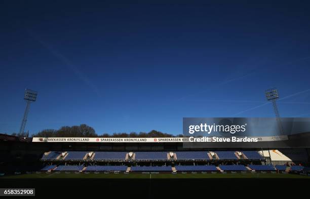 General view inside the stadium prior to the U21 international friendly match between Denmark and England at BioNutria Park on March 27, 2017 in...
