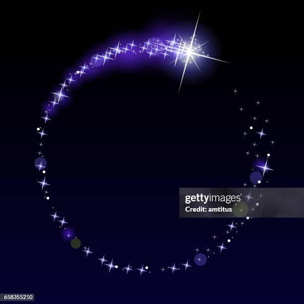 circular shooting star - star trail stock illustrations