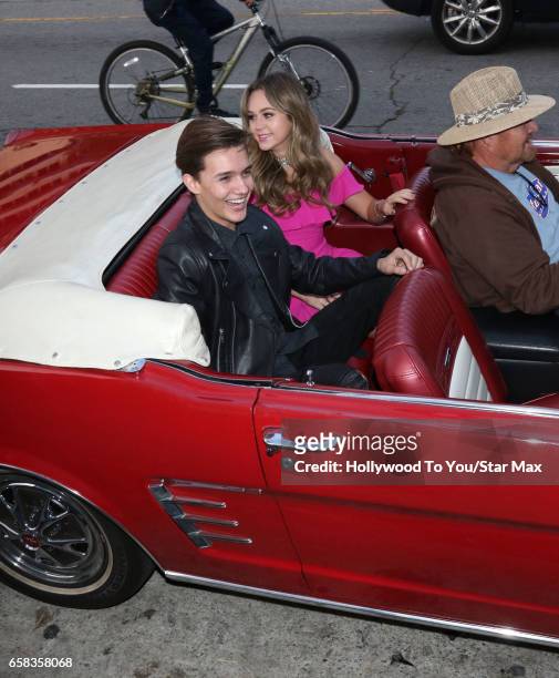 Actress Brec Bassinger and singer Noah Urrea are seen on March 26, 2017 in Los Angeles, California.