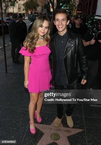 Actress Brec Bassinger and singer Noah Urrea are seen on March 26, 2017 in Los Angeles, California.