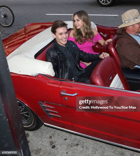 Actress Brec Bassinger and singer Noah Urrea are seen on March 26, 2017 in Los Angeles, California.