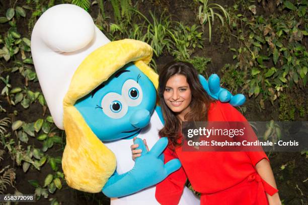 Voice of 'La Schtroumpfette', Laetitia Milot attends the 'Smurfs : The Lost Village - Les Schtroumpfs : Le Village Perdu' Paris Photo Call at Hotel...