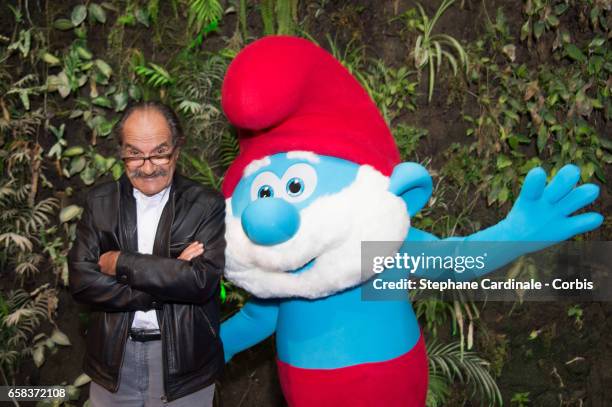 Voice of 'Le Grand Schtroumpf', Gerard Hernandez attends the 'Smurfs : The Lost Village - Les Schtroumpfs : Le Village Perdu' Paris Photo Call at...