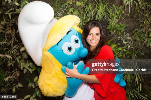 Voice of 'Smurfette' , Laetitia Milot attends the 'Smurfs: The Lost Village Paris photo call at Hotel Pershing Hall on March 27, 2017 in Paris,...