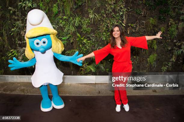 Voice of 'Smurfette' , Laetitia Milot attends the 'Smurfs: The Lost Village Paris photo call at Hotel Pershing Hall on March 27, 2017 in Paris,...