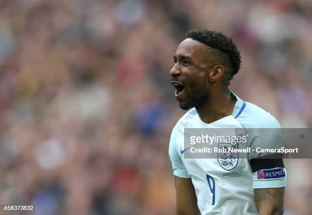 England's Jermain Defoe celebrates scoring his sides first goal during the FIFA 2018 World Cup Qualifier between England and Lithuania at Wembley...