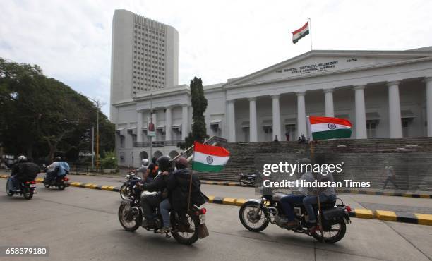 Royal Enfield Bullet Independence Day Motorcycle Ride on the 67th Independence day celebration at Asiatic Library, Mumbai, India, on Thursday, Aug....