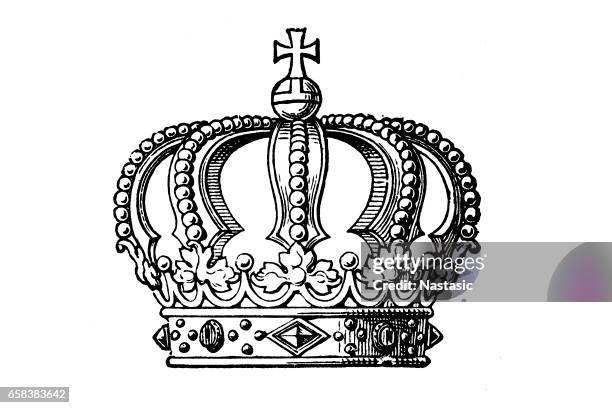 stockillustraties, clipart, cartoons en iconen met moderne koninklijke kroon - kroon hoofddeksel
