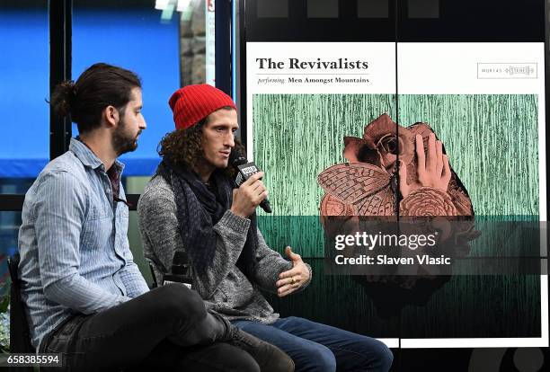 Musicians Zack Feinberg and David Shaw from rock band "The Revivalists" attend the Build series to discuss their third full-length album "Men Amongst...