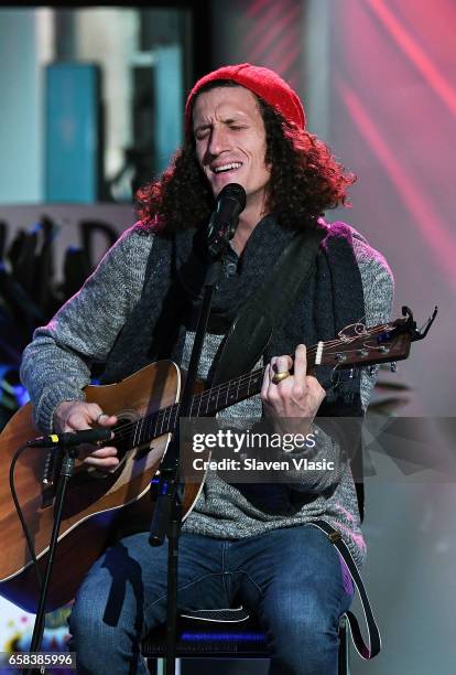 Musician David Shaw from rock band "The Revivalists" performs the songs from their third full-length album "Men Amongst Mountains" at Build Series at...