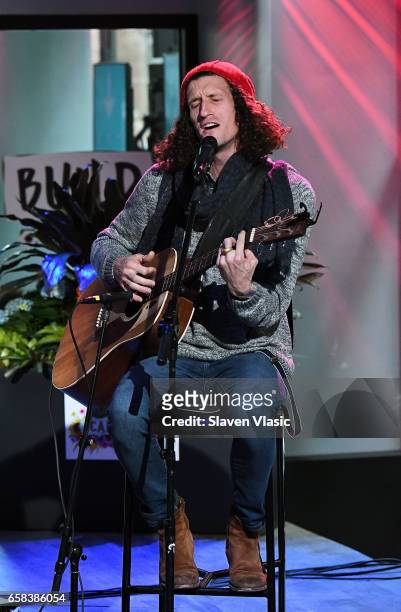 Musician David Shaw from rock band "The Revivalists" performs the songs from their third full-length album "Men Amongst Mountains" at Build Series at...