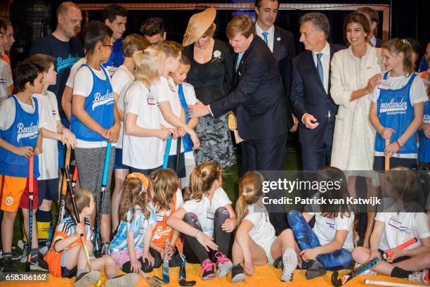 King Willem-Alexander, Queen Maxima of The Netherlands, President Mauricio Macri of Argentina and his wife Juliana Awada visit the Hockey Clinics in...