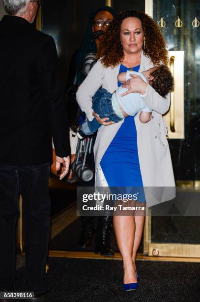 Activist Rachel Dolezal leaves the "Today Show" taping at the NBC Rockefeller Center Studios on March 27, 2017 in New York City.