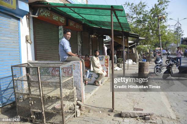 The meat shops were closed following meat selling strike against the government's crackdown on slaughterhouse on March 27, 2016 in Ghaziabad, India....
