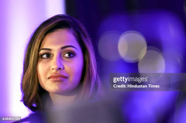 Air pistol shooter Heena Sidhu during the felicitation of Indian athletes returning from World Winter Games 2017, on March 27, 2017 in New Delhi,...