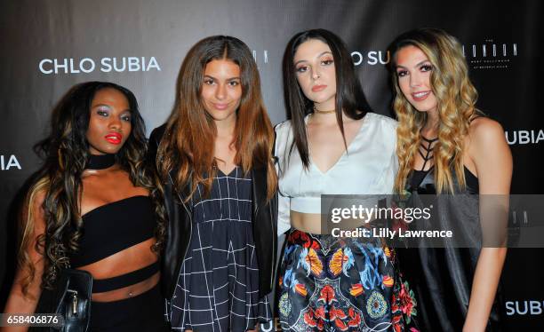 Singer Egypt Criss, model/singer Izzy Young, recording artist Chlo Subia, and singer Jena Rose attend Chlo Subia's video and single release party at...