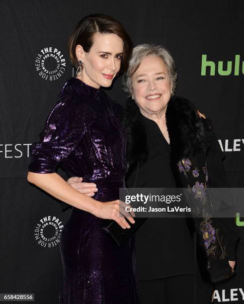 Actresses Sarah Paulson and Kathy Bates attend the "American Horror Story: Roanoke" event at the Paley Center for Media's 34th annual PaleyFest at...