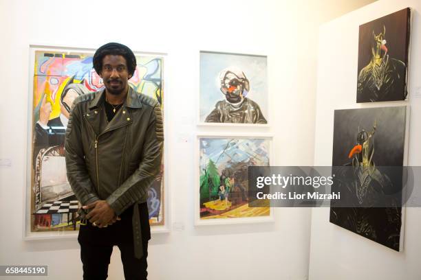 Amar'e Stoudemire seen walking at the opening of Israeli contemporary art fair "Fresh Paint" on March 27, 2017 in Tel Aviv, Israel. Stoudemire is a...