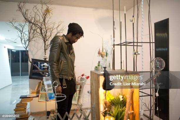 Amar'e Stoudemire seen walking at the opening of Israeli contemporary art fair "Fresh Paint" on March 27, 2017 in Tel Aviv, Israel. Stoudemire is a...