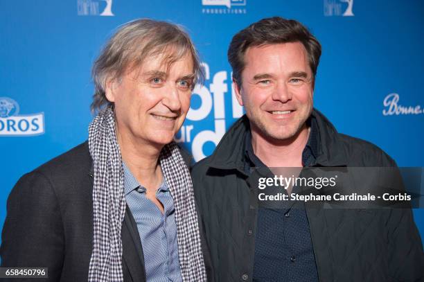 Guillaume de Tonquedec and Jean Plantureux aka Plantu attend the 'Un Profil Pour Deux' Premiere at Cinema UGC Normandie on March 27, 2017 in Paris,...