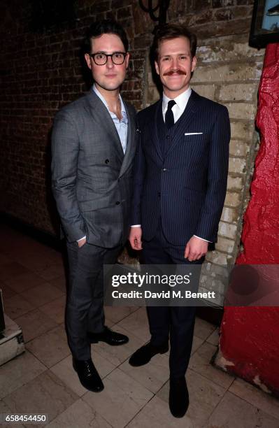 James Dutton and George Kemp attend the press night after party for "The Wipers Times" at Salvador & Amanda on March 27, 2017 in London, England.