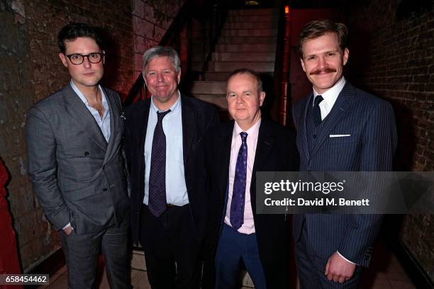 James Dutton, Nick Newman, Ian Hislop and George Kemp attend the press night after party for "The Wipers Times" at Salvador & Amanda on March 27,...