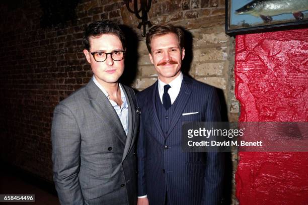 James Dutton and George Kemp attend the press night after party for "The Wipers Times" at Salvador & Amanda on March 27, 2017 in London, England.