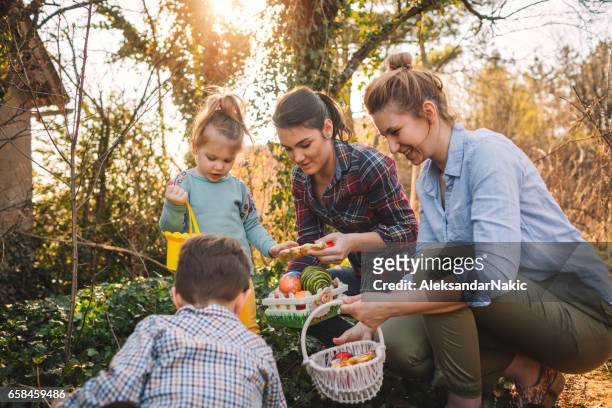 easter egg hunt - easter family stock pictures, royalty-free photos & images