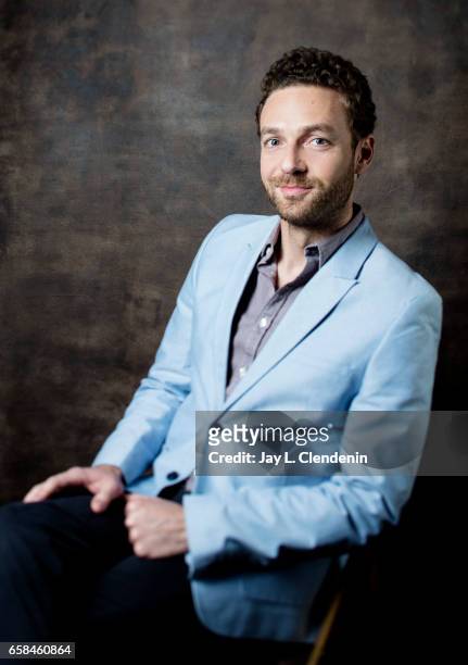 Actor Ross Marquand from AMC's 'The Walking Dead is photographed during Paley Fest for Los Angeles Times on March 17, 2017 in Los Angeles,...