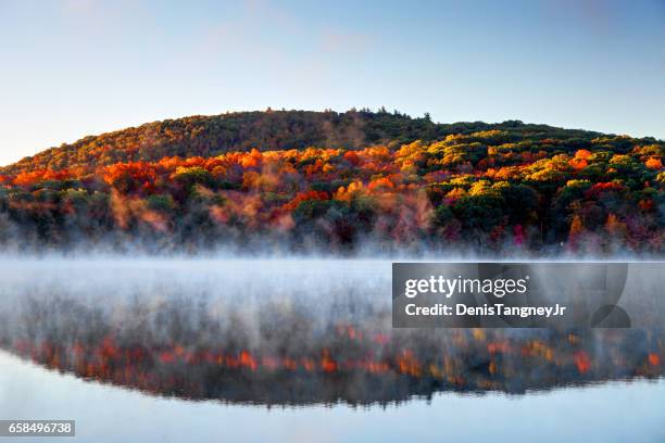 autumn mist en las colinas de connecticut litchfield - connecticut fotografías e imágenes de stock