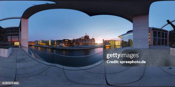 360° panoramic view of berlin government district - 360 vr stock pictures, royalty-free photos & images