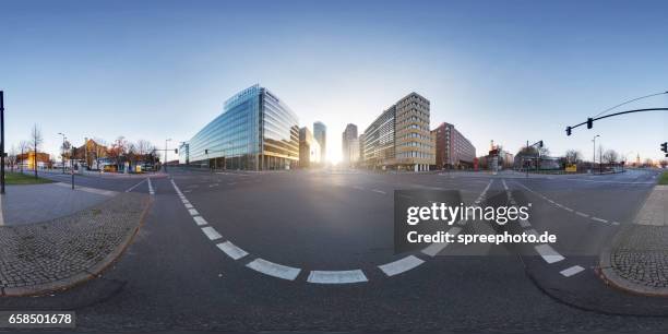 360° panoramic view of modern architecture at potsdamer platz - 360 ストックフォトと画像