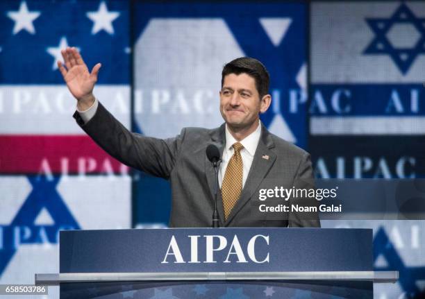 Speaker of the United States House of Representatives Paul Ryan speaks onstage at the AIPAC 2017 Convention on March 27, 2017 in Washington, DC.