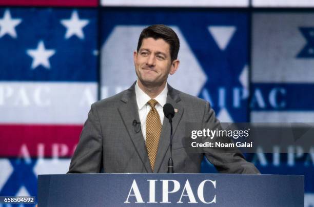 Speaker of the United States House of Representatives Paul Ryan speaks onstage at the AIPAC 2017 Convention on March 27, 2017 in Washington, DC.