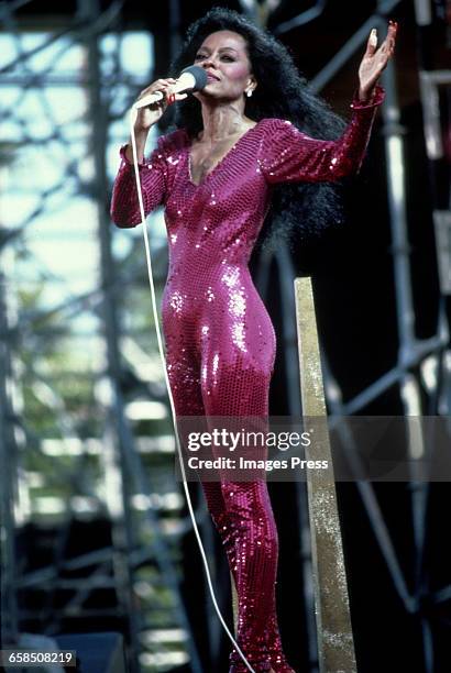 Diana Ross performing in Central Park circa 1983 in New York City.