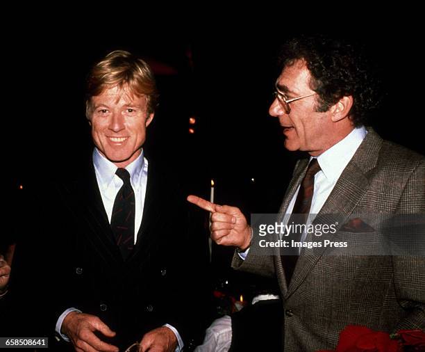 Robert Redford and Director Sydney Pollack attend the New York Premiere of "Out of Africa" circa 1985 in New York City.