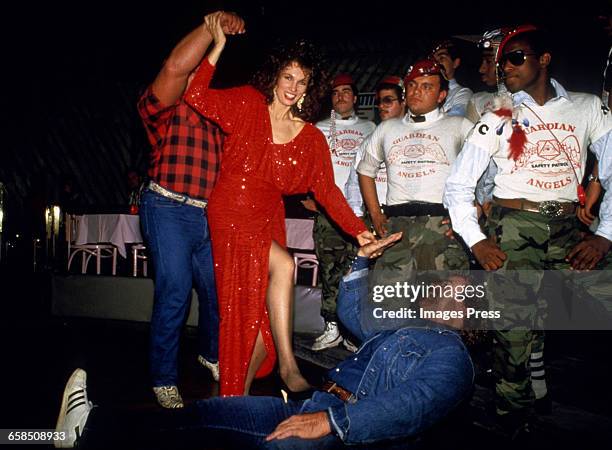 Author Lisa Sliwa and Guardian Angels at her book launch party circa 1986 in New York City.