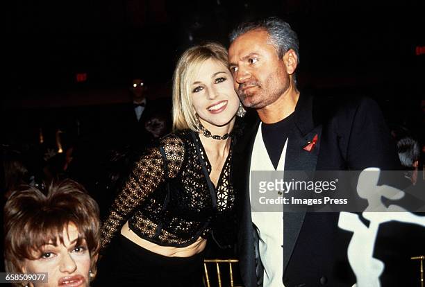 Tatum O'Neal meets Gianni Versace circa 1993 in New York City.
