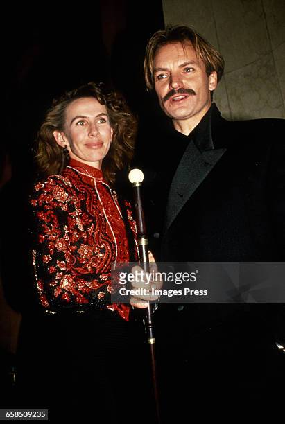 Sting and wife Trudie attends the Broadway Opening Night of 'Three Penny Opera' circa 1989 in New York City.