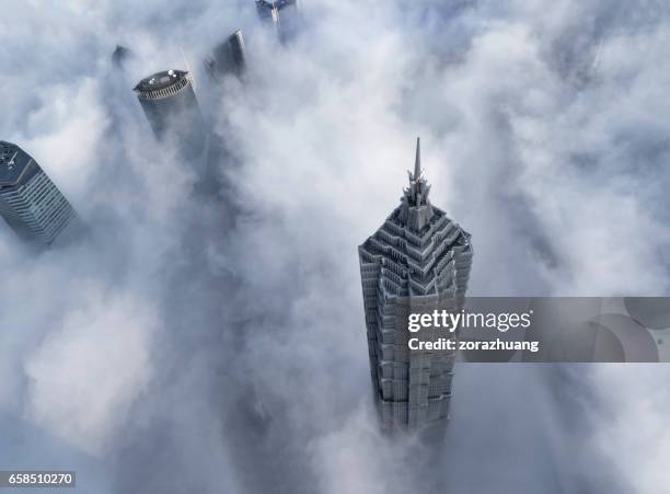 jin mao tower och lujiazui's skyskrapa, shanghai - jin mao tower bildbanksfoton och bilder