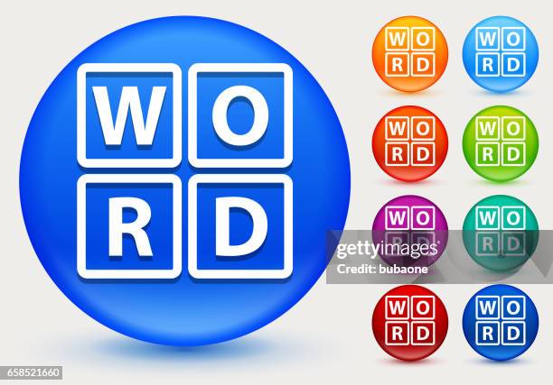 ilustrações de stock, clip art, desenhos animados e ícones de word game icon on shiny color circle buttons - jogo de palavras