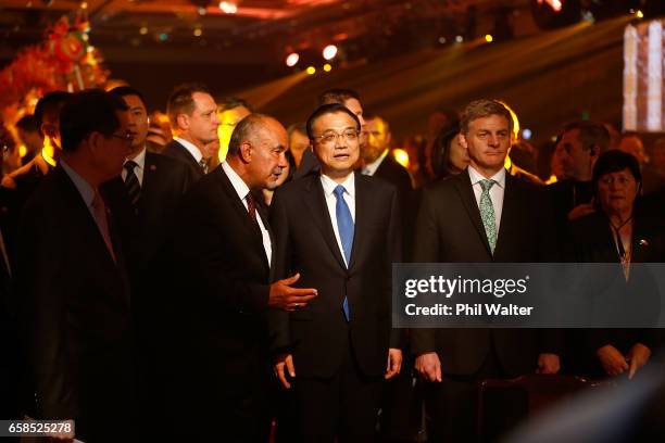 Chinese Premier Li Keqiang arrives for a Trade and Enterprise function at the Langham Hotel on March 28, 2017 in Auckland, New Zealand. The Chinese...