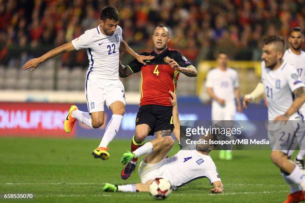 Brussels, Belgium / Fifa WC 2018 Qualifying match : Belgium vs Greece / "Andreas SAMARIS - Radja NAINGGOLAN - Kostas MANOLAS"European Qualifiers /...