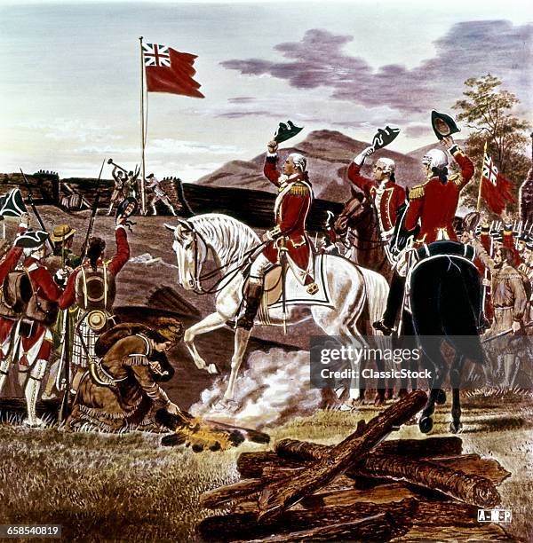 GEORGE WASHINGTON AT FORT DUQUESNE FRENCH AND INDIAN WAR 1756 TO 1763 ILLUSTRATION ANTIQUE GLASS LANTERN SLIDE