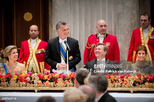 King Willem-Alexander and Queen Maxima of The Netherlands host an state banquet for President Mauricio Macri of Argentine and his wife Juliana Awada...