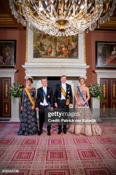 King Willem-Alexander and Queen Maxima of The Netherlands host an state banquet for President Mauricio Macri of Argentine and his wife Juliana Awada...