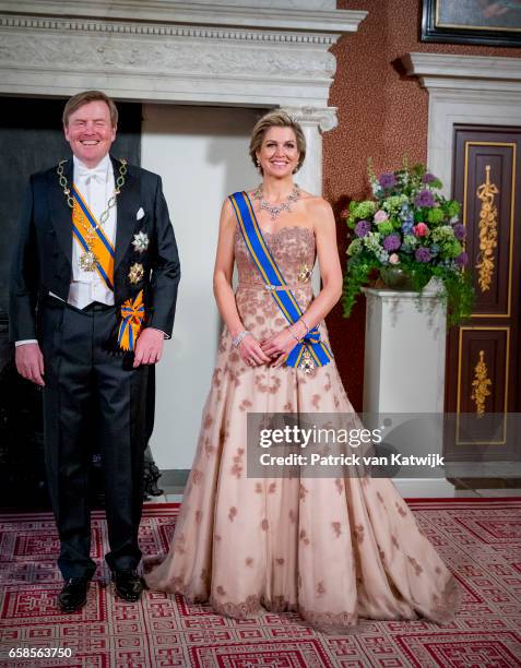 King Willem-Alexander and Queen Maxima of The Netherlands host an state banquet for President Mauricio Macri of Argentine and his wife Juliana Awada...